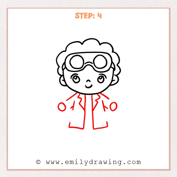 how to draw a scientist - Step 4