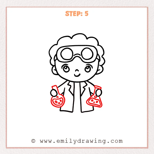 how to draw a scientist - Step 5