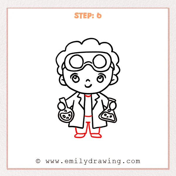 how to draw a scientist - Step 6