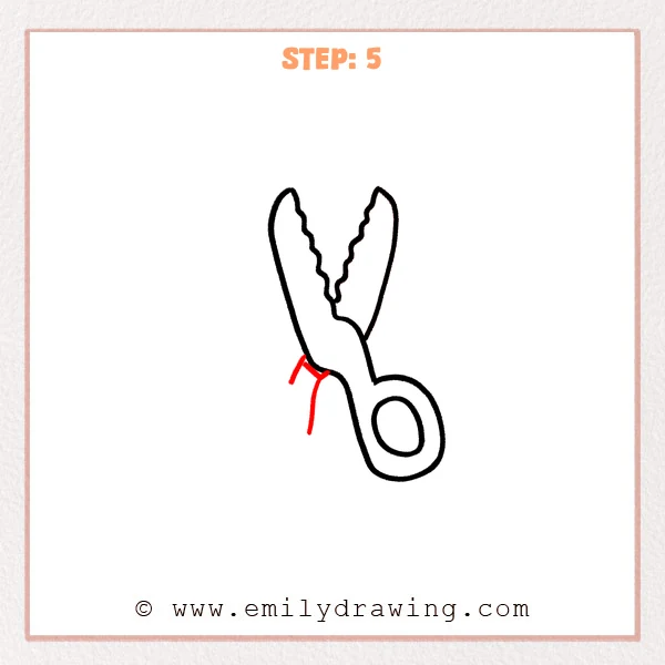 how to draw a scissors - Step 5