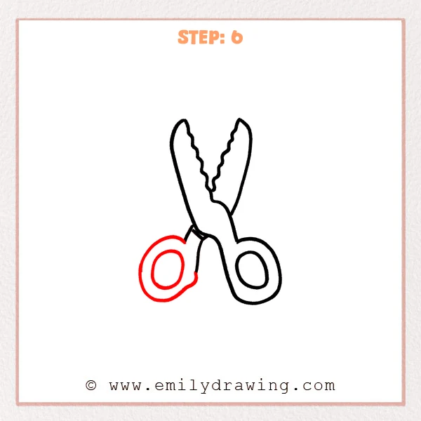 how to draw a scissors - Step 6