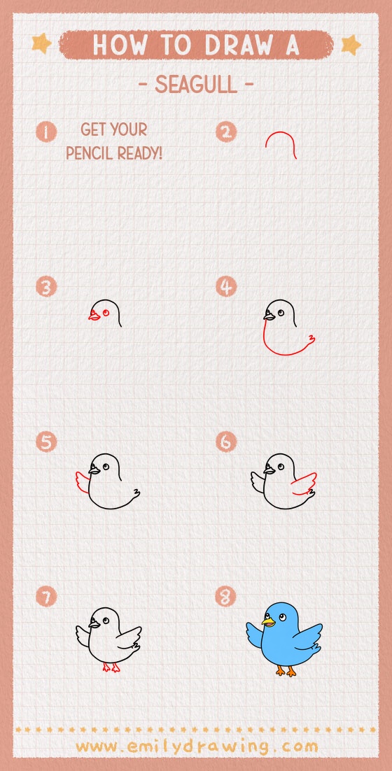 how to draw a seagull pinterest pin