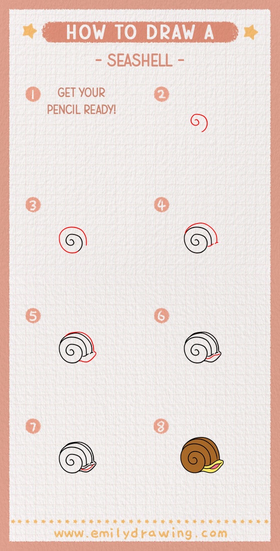 how to draw a seashell pinterest pin