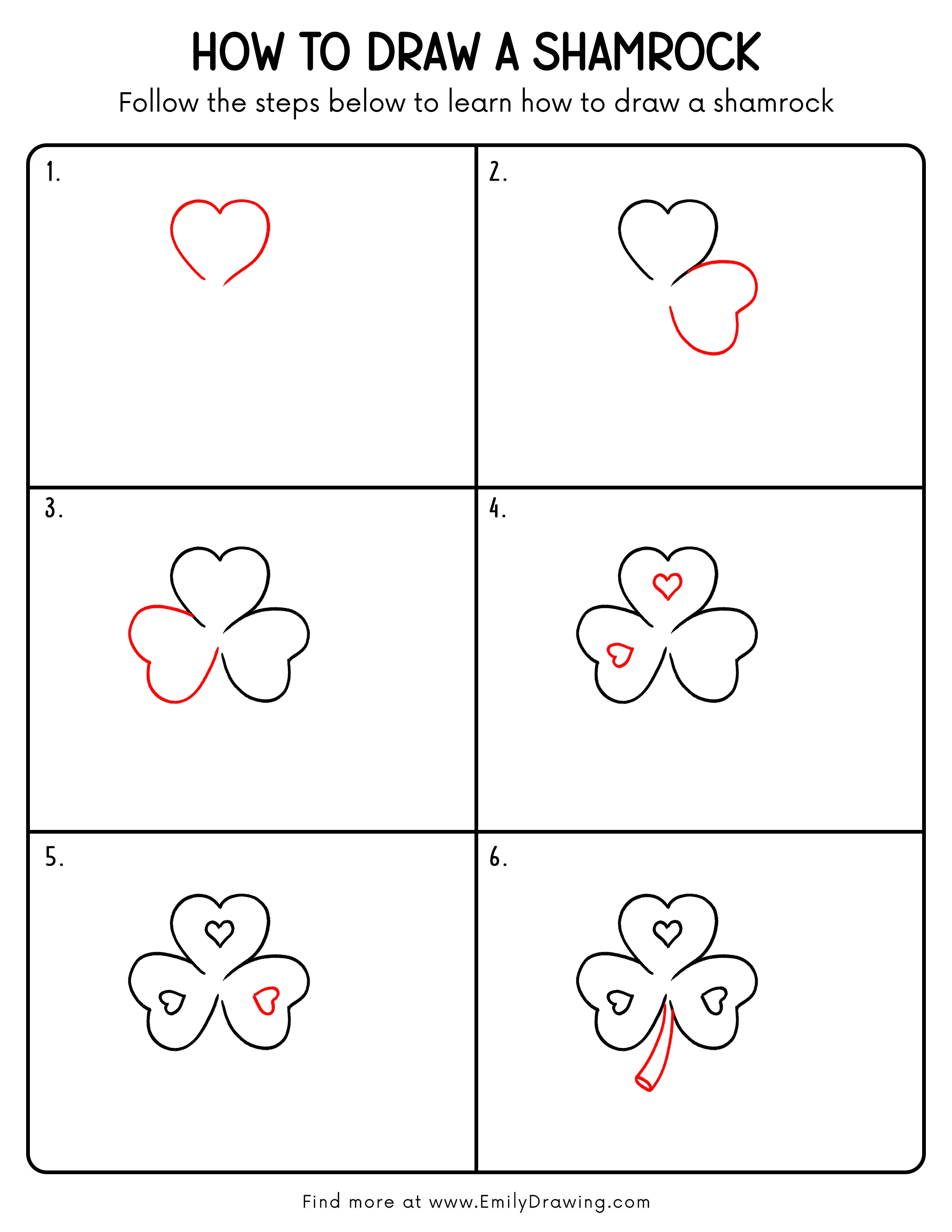 Printable Shamrock Drawing Guide