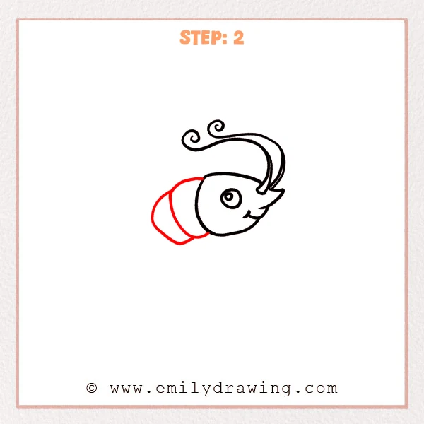 how to draw a shrimp - Step 2