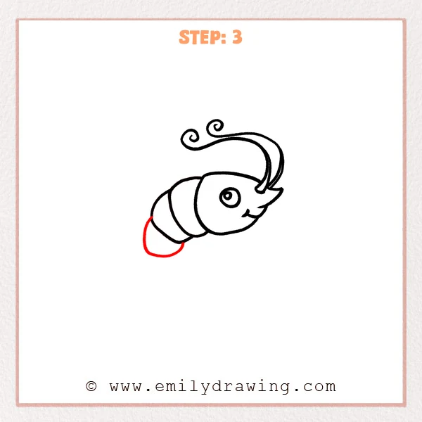 how to draw a shrimp - Step 3