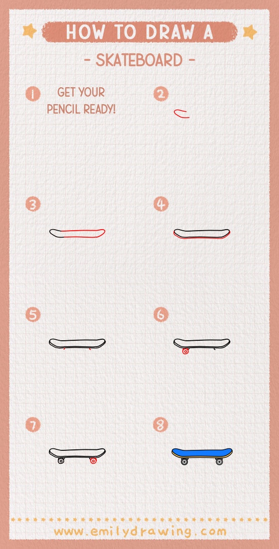 how to draw a skateboard pinterest pin