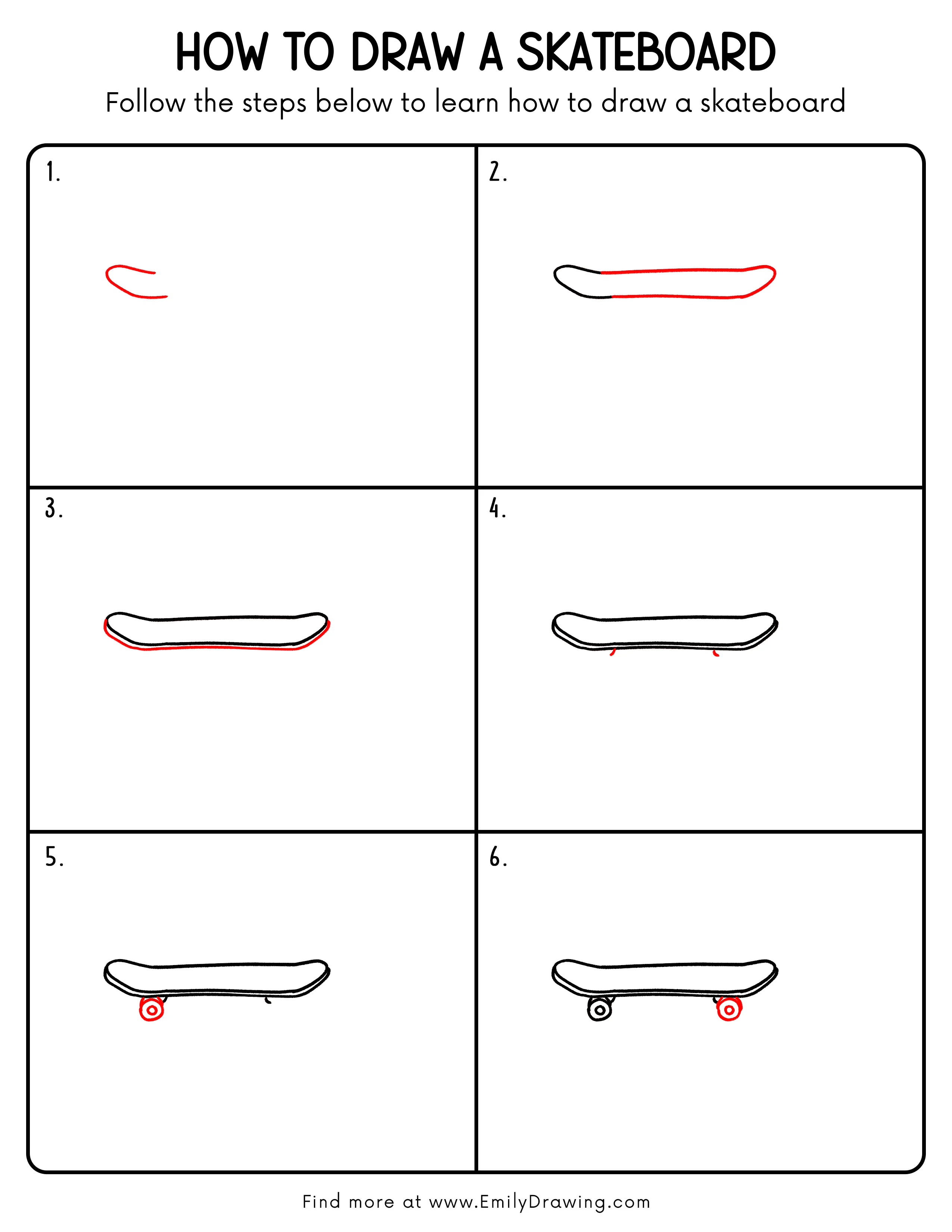 Printable Skateboard Drawing Guide