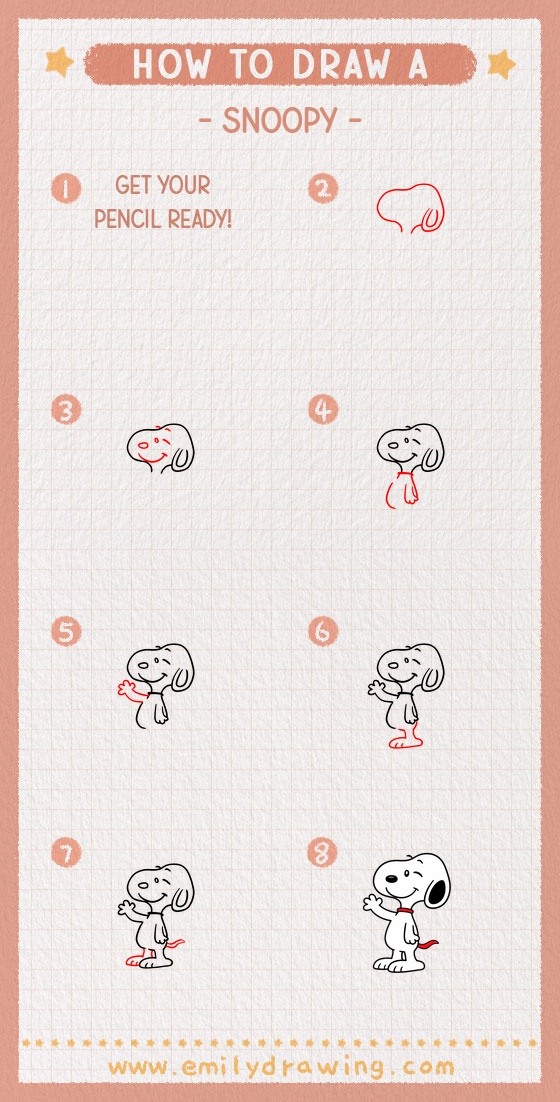 how to draw a snoopy pinterest pin