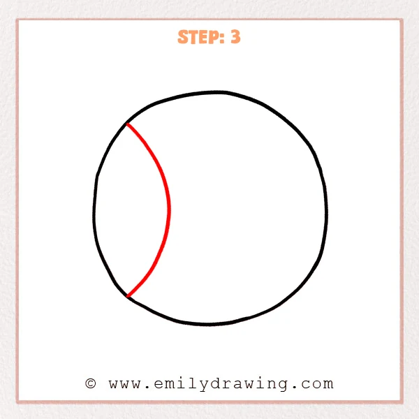 how to draw a softball - Step 3