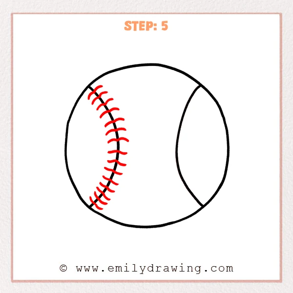 how to draw a softball - Step 5