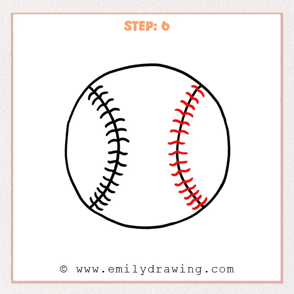 how to draw a softball - Step 6