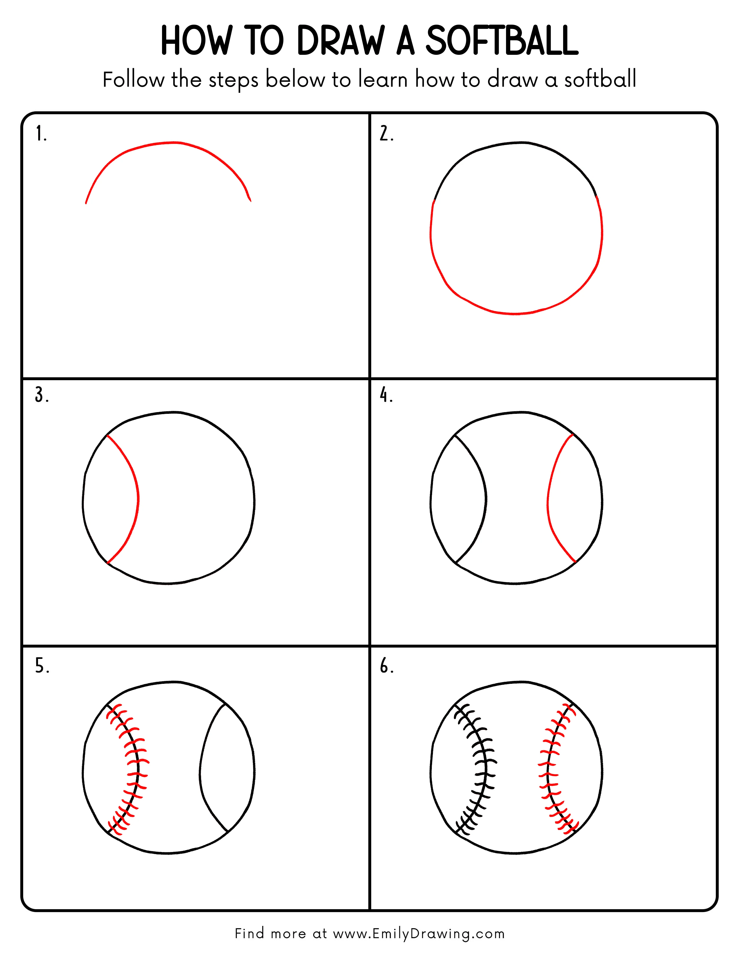 Printable Softball Drawing Guide