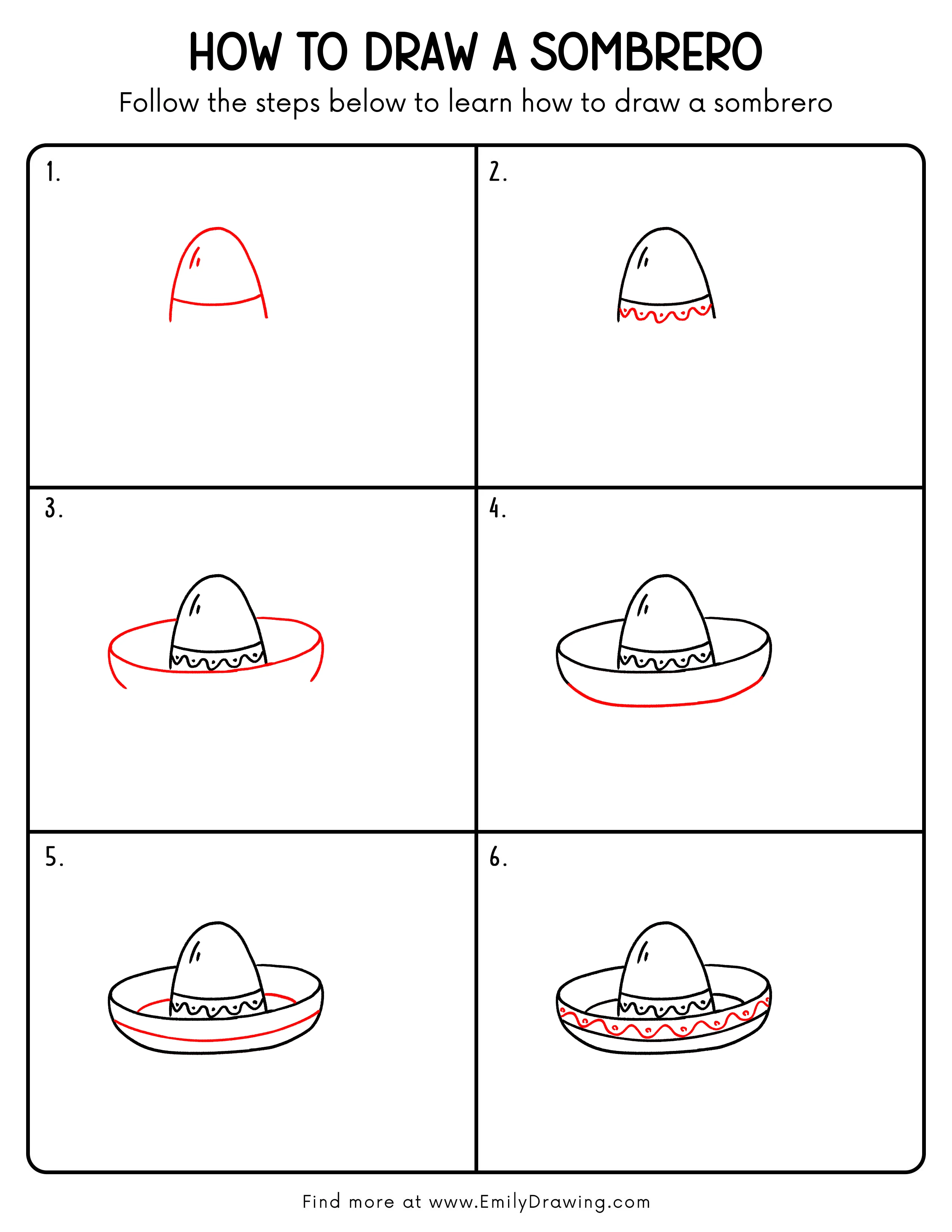 Printable Sombrero Drawing Guide