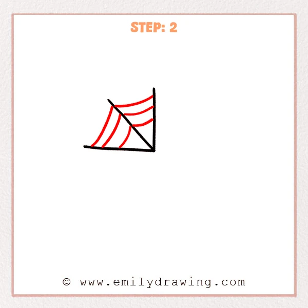 how to draw a spiderweb - Step 2