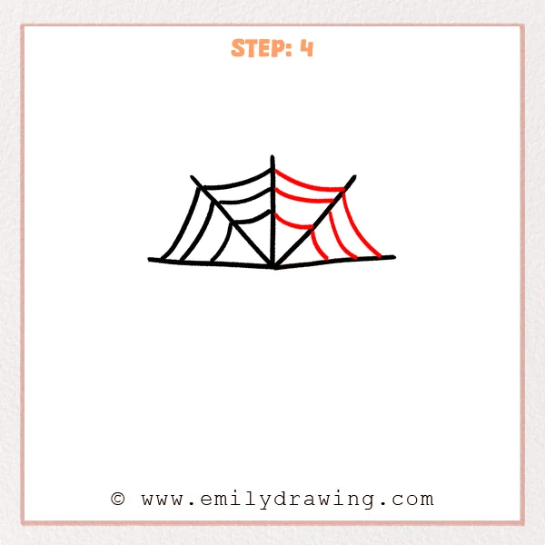 how to draw a spiderweb - Step 4