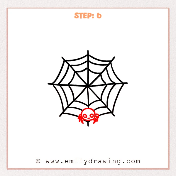 how to draw a spiderweb - Step 6