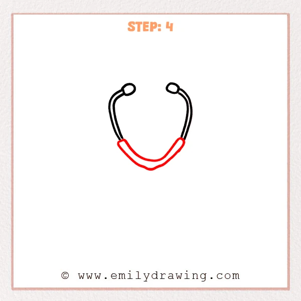 how to draw a stethoscope - Step 4