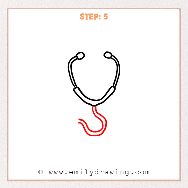 how to draw a stethoscope - Step 5