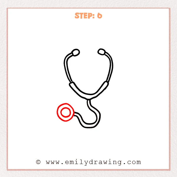 how to draw a stethoscope - Step 6