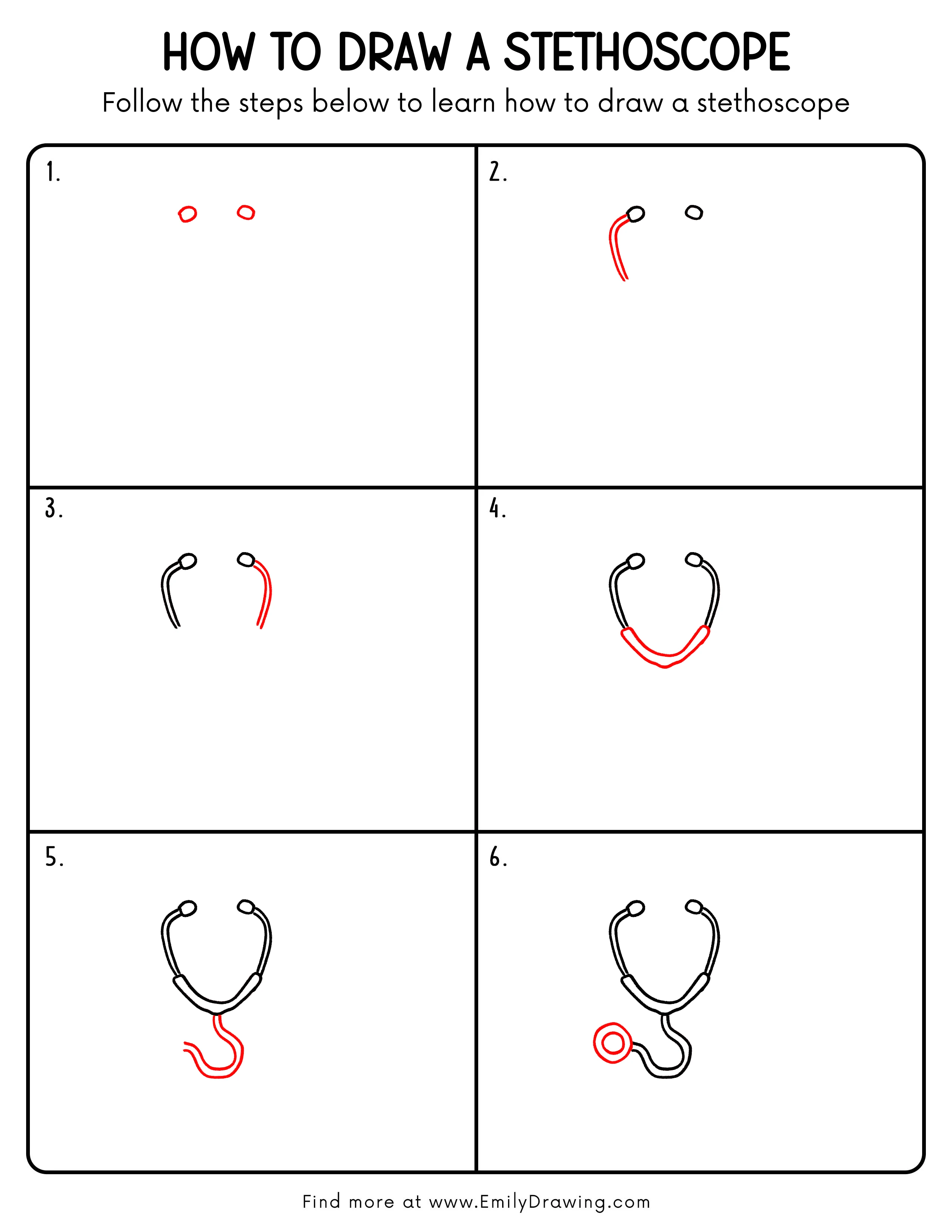Printable Stethoscope Drawing Guide