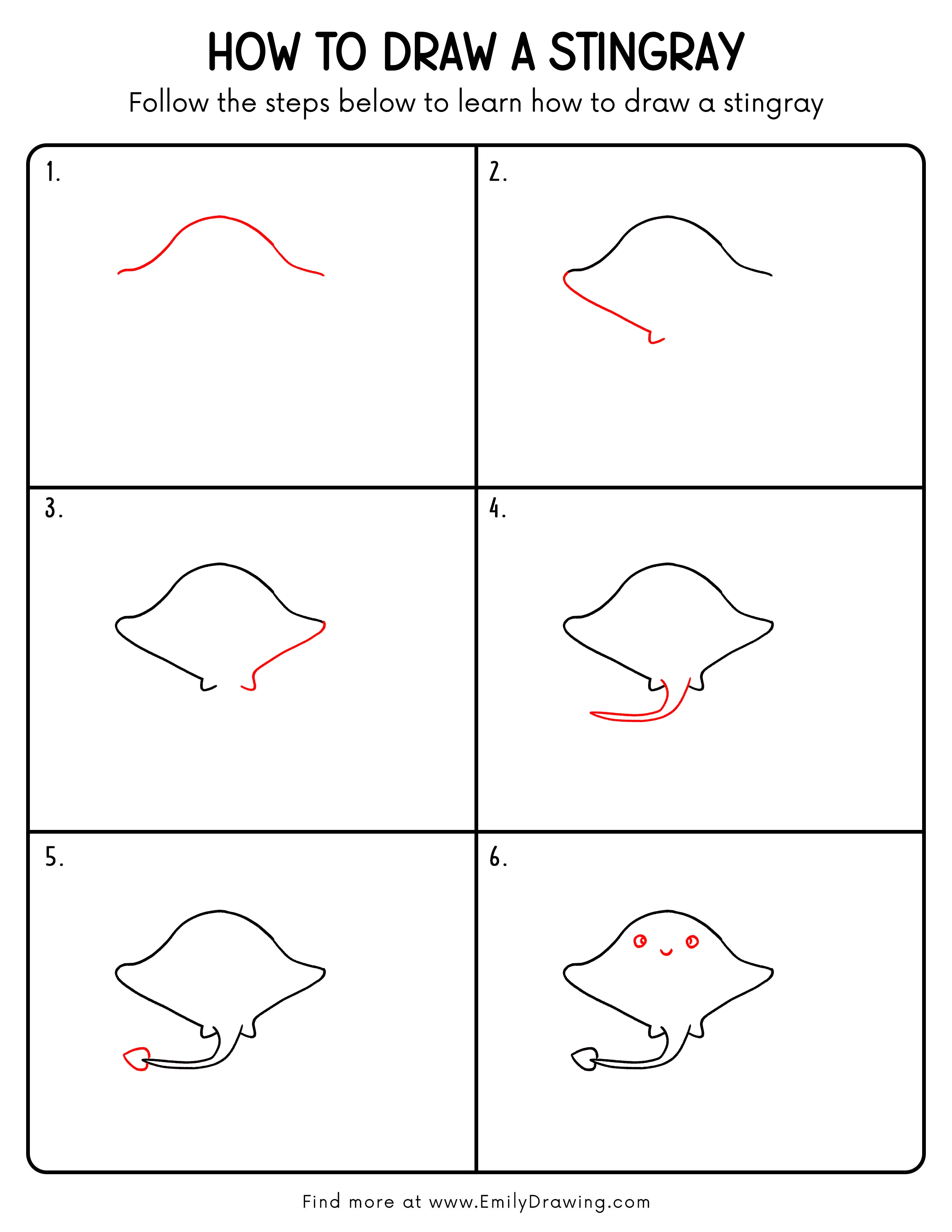 Printable Stingray Drawing Guide