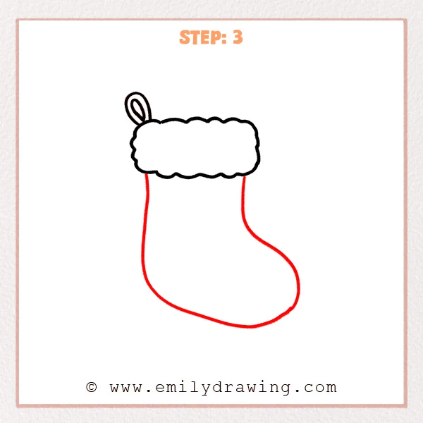 how to draw a stocking - Step 3