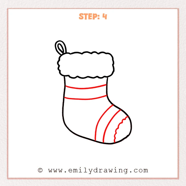how to draw a stocking - Step 4