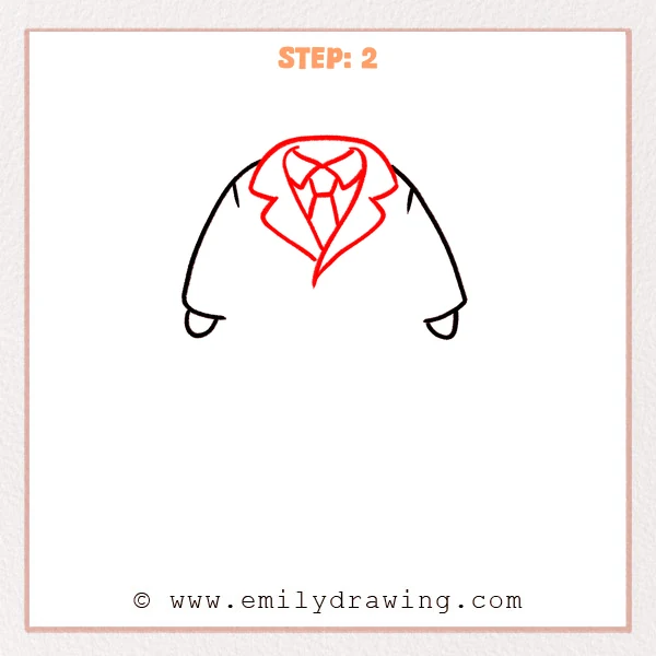 how to draw a suit - Step 2