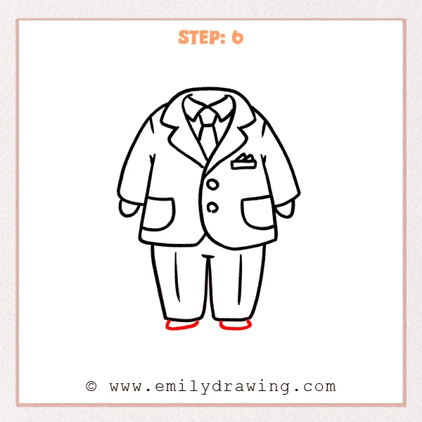how to draw a suit - Step 6