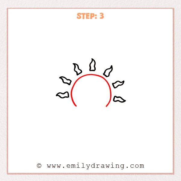 how to draw a sunrise - Step 3