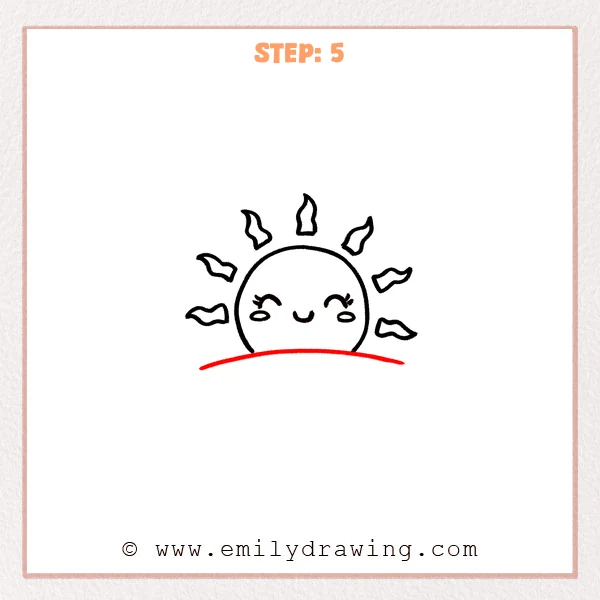 how to draw a sunrise - Step 5