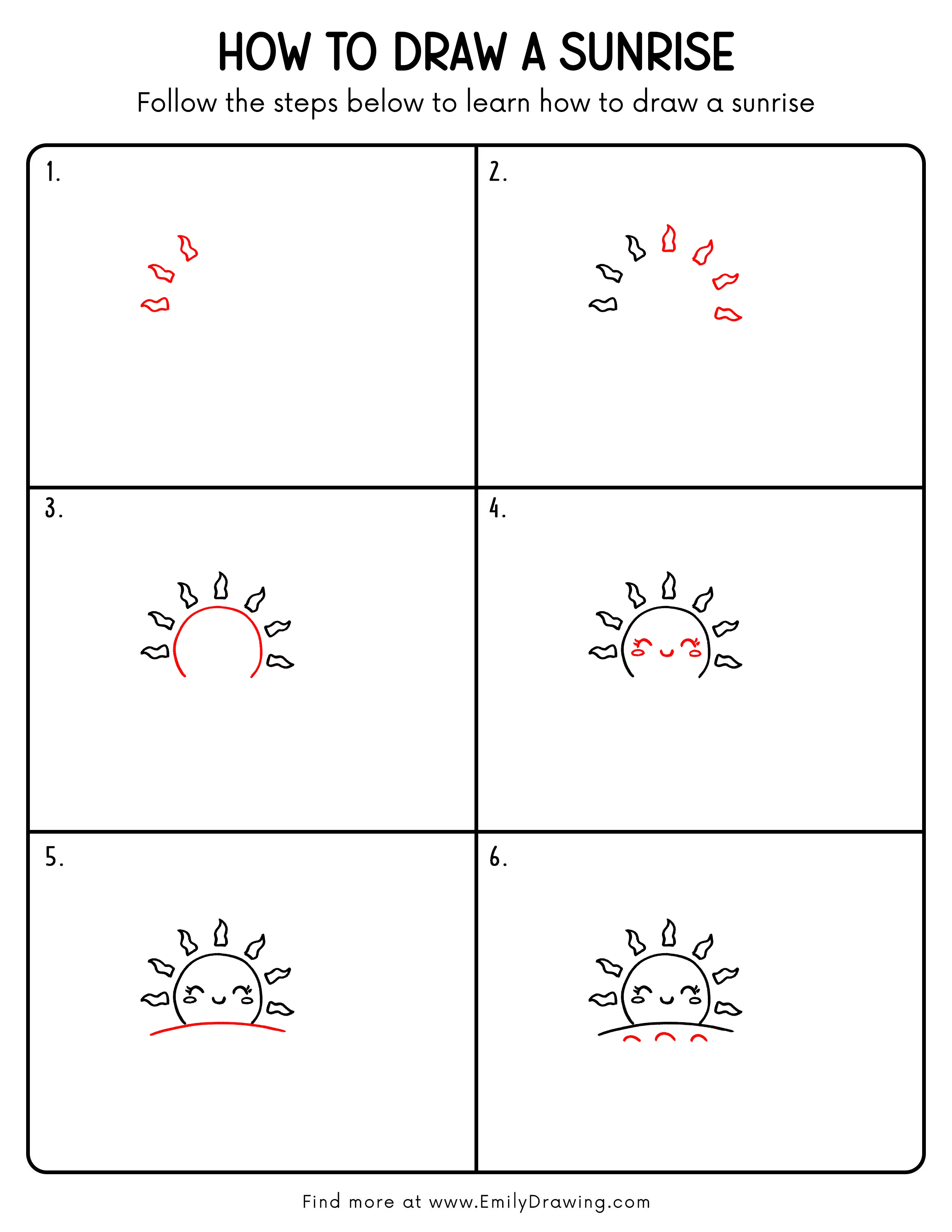 Printable Sunrise Drawing Guide