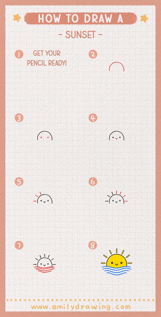 how to draw a sunset pinterest pin