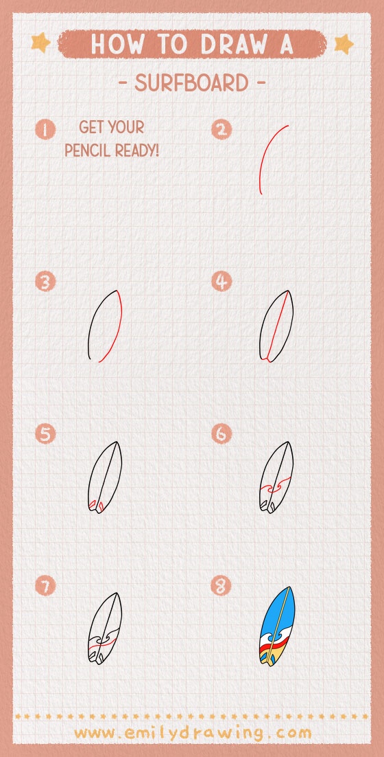 how to draw a surfboard pinterest pin