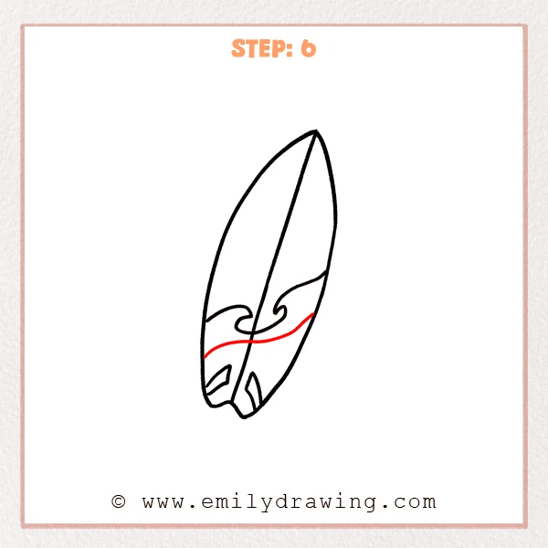 how to draw a surfboard - Step 6