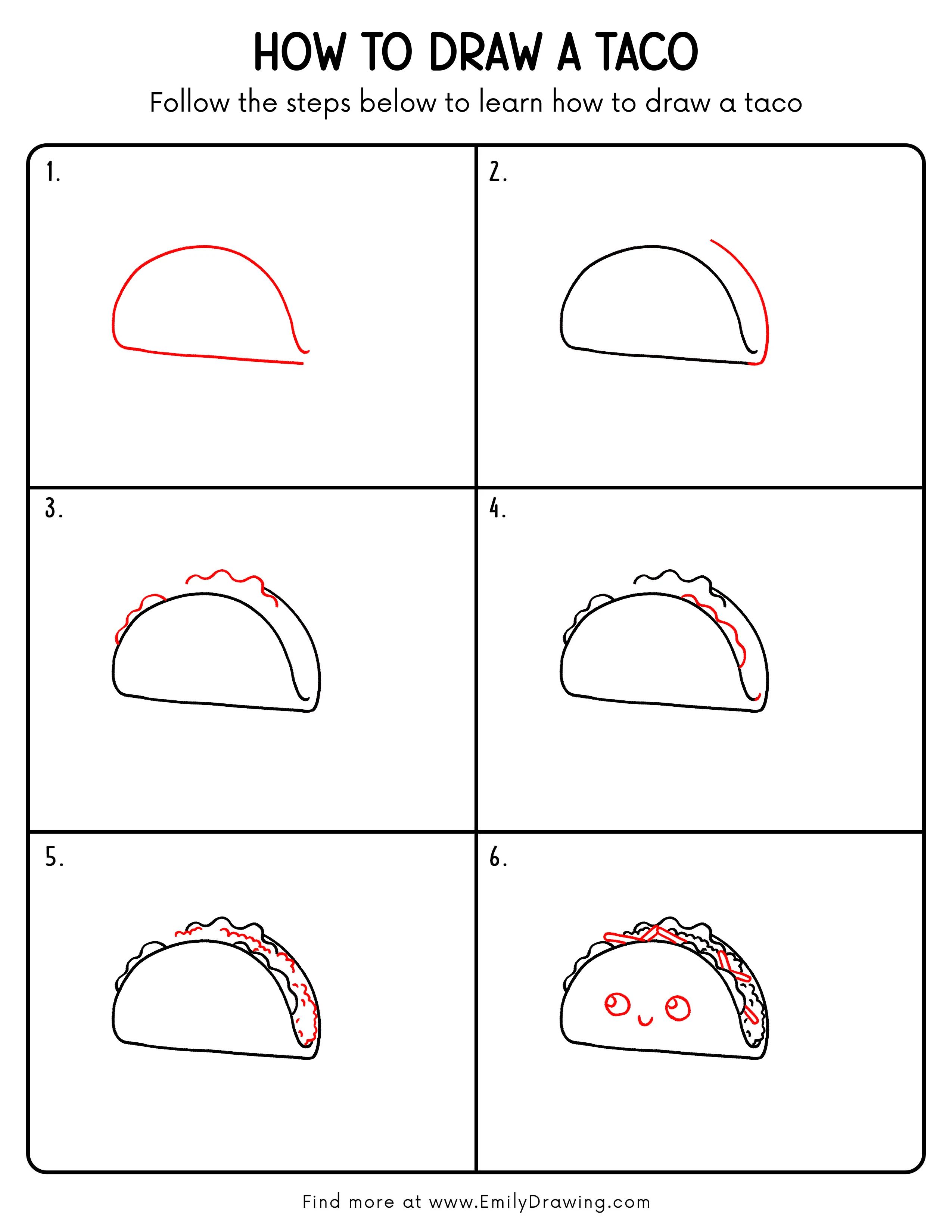 Printable Taco Drawing Guide