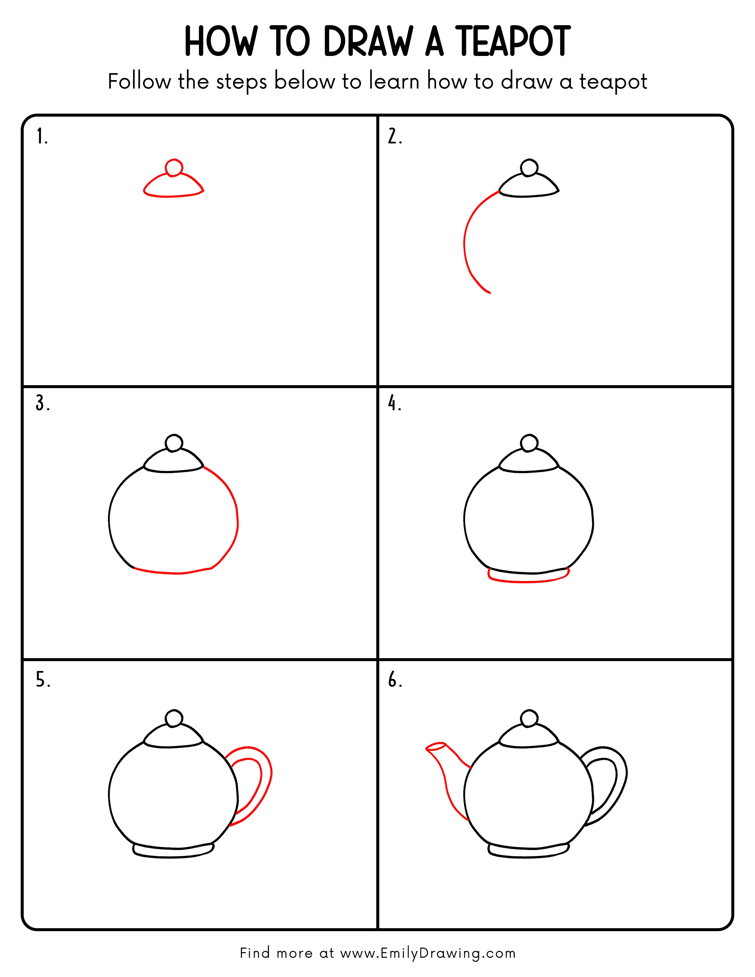 Printable Teapot Drawing Guide