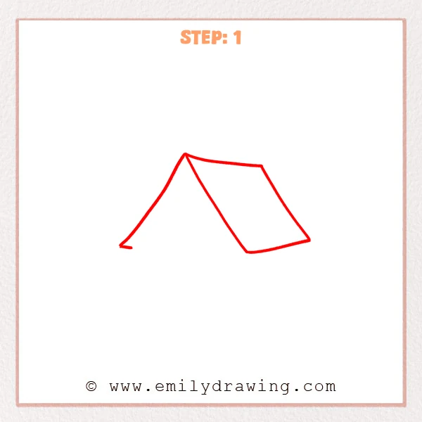 how to draw a tent - Step 1