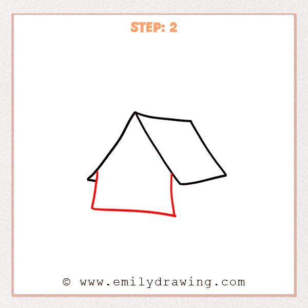 how to draw a tent - Step 2
