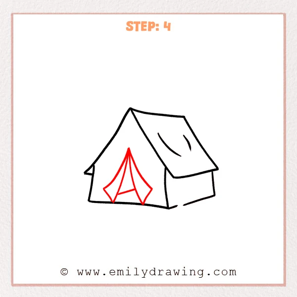 how to draw a tent - Step 4