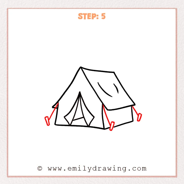how to draw a tent - Step 5