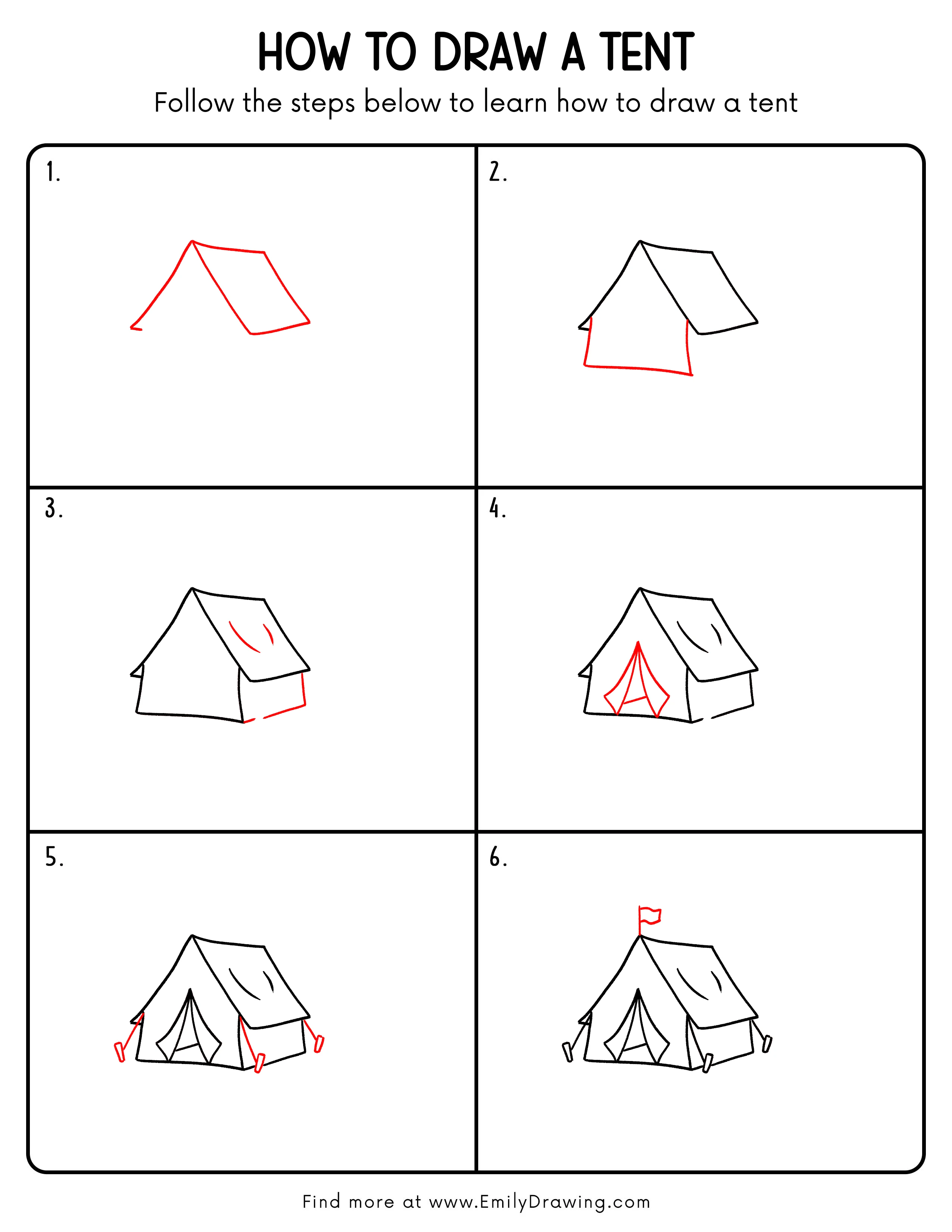Printable Tent Drawing Guide