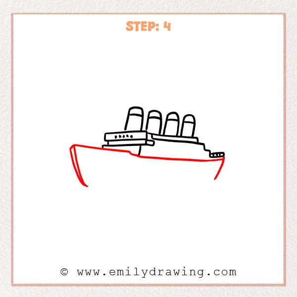 how to draw a titanic - Step 4