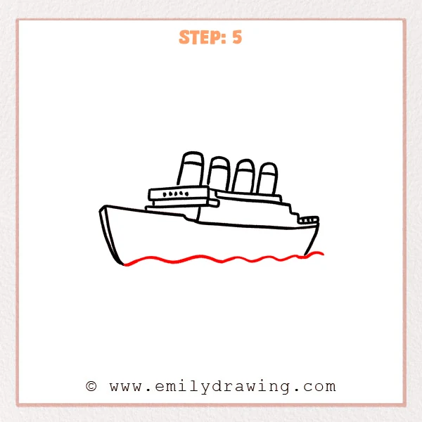 how to draw a titanic - Step 5