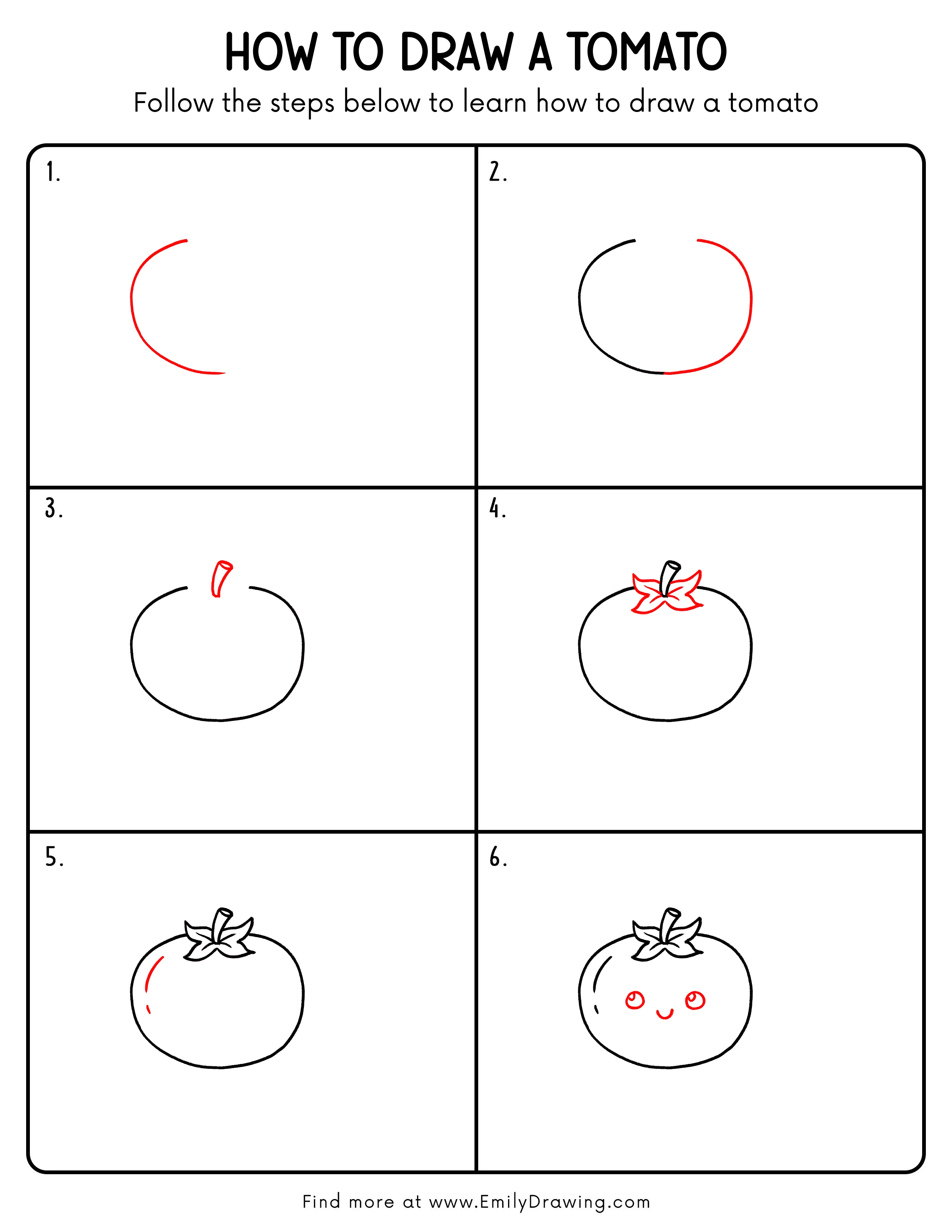 Printable Tomato Drawing Guide