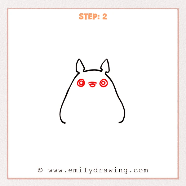 how to draw a totoro - Step 2