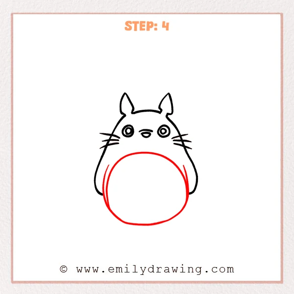 how to draw a totoro - Step 4