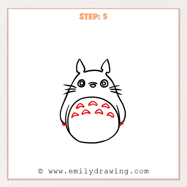 how to draw a totoro - Step 5
