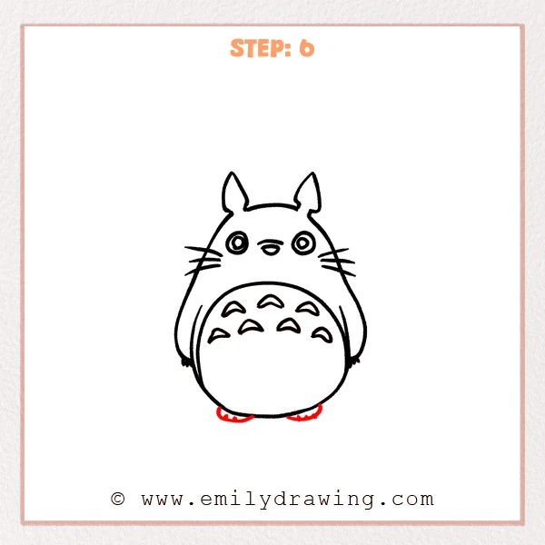 how to draw a totoro - Step 6